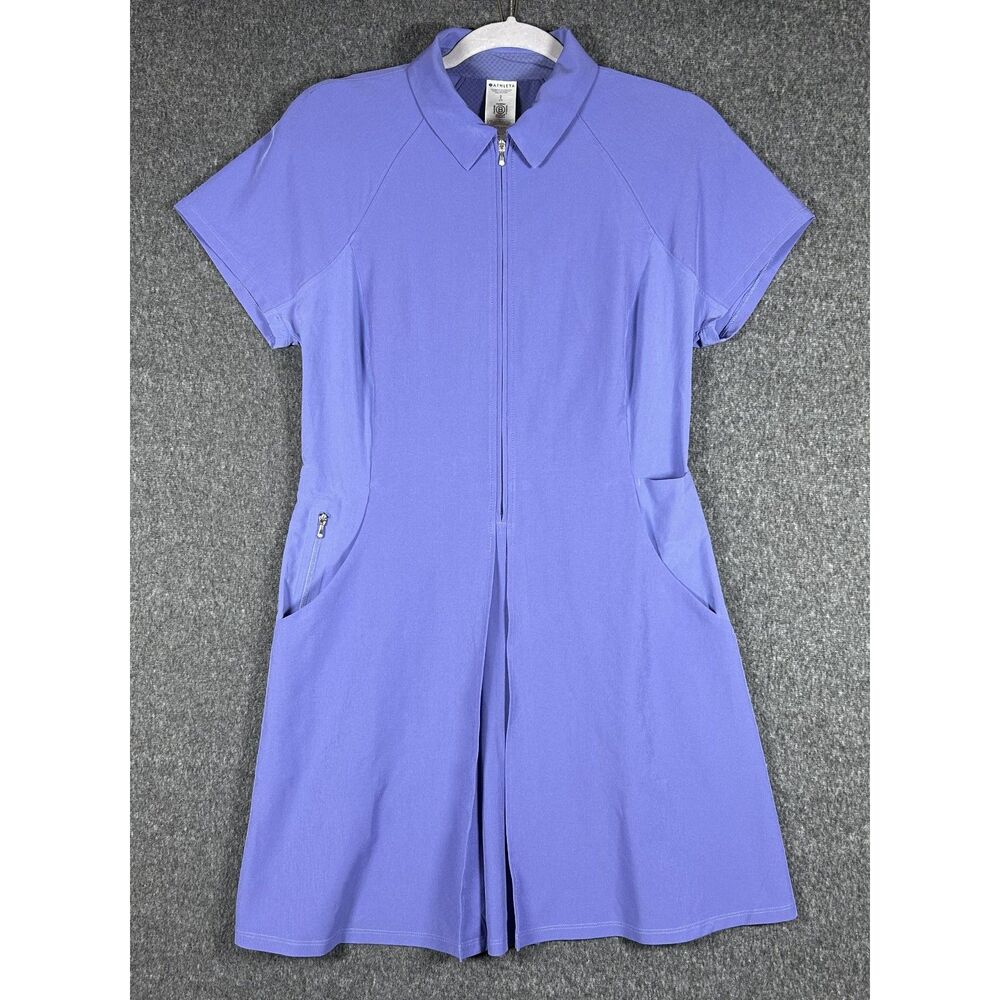 Athleta Periwinkle Purple Short Sleeve Fairway Zip Polo Active Dress - Size S